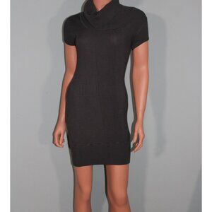 Grey Cow Neck Short-Sleeve Sweater Dress Size Smail